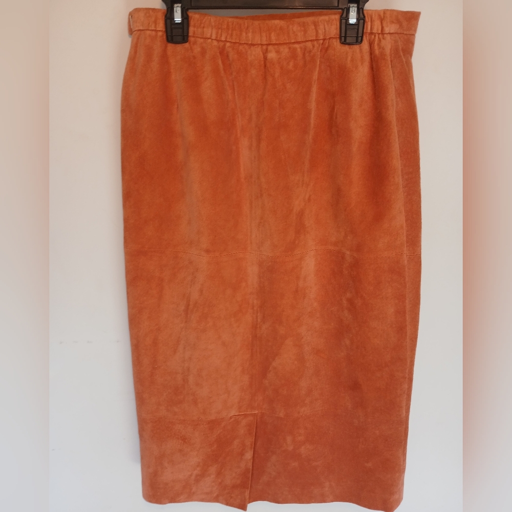 Vtg 1990s TERRY LEWIS Classic Luxuries 100% LEATHER SUEDE SKIRT